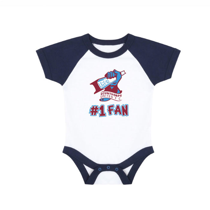 White & Navy #1 Fan Baby Grow